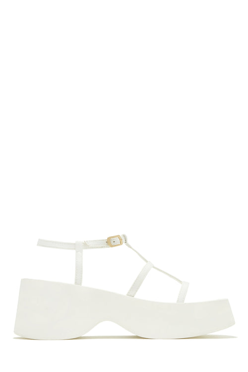 Beach Trip Flat Platform Sandals - White
