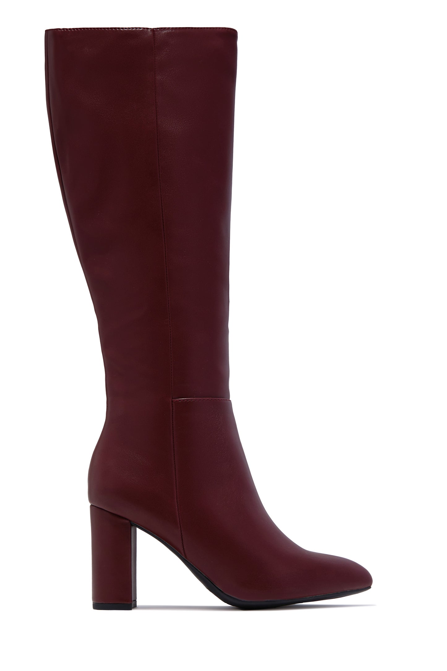 Fine Time Block Heel Knee High Boots - Wine