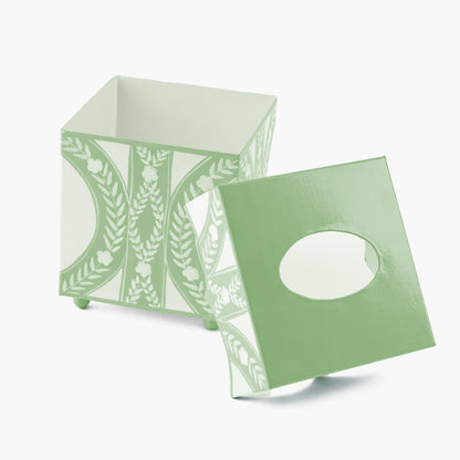 Green Floral Ikat Tissue Box