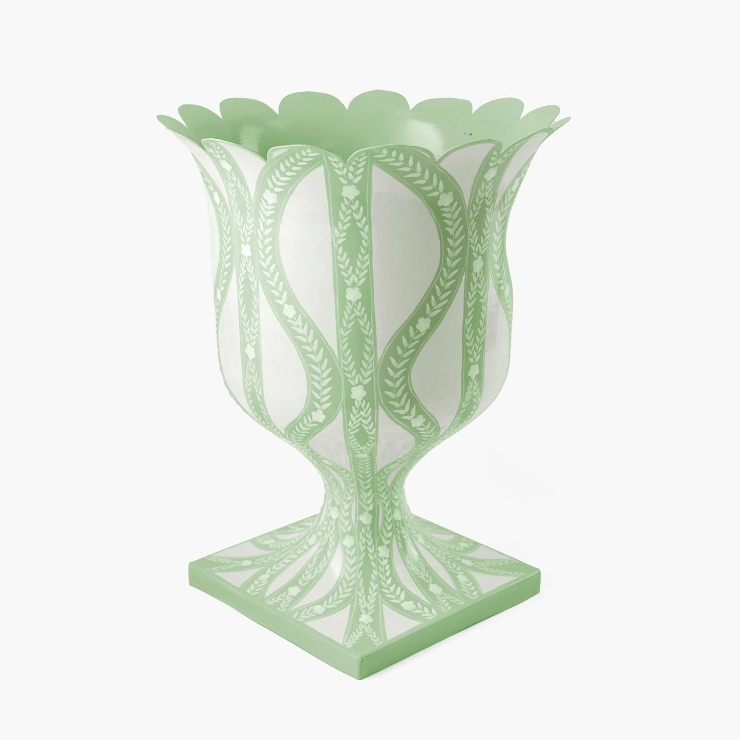 Green Floral Ikat Urn