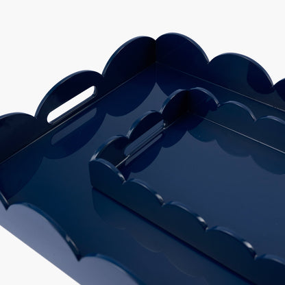 Navy Blue Small Scalloped Lacquer Tray