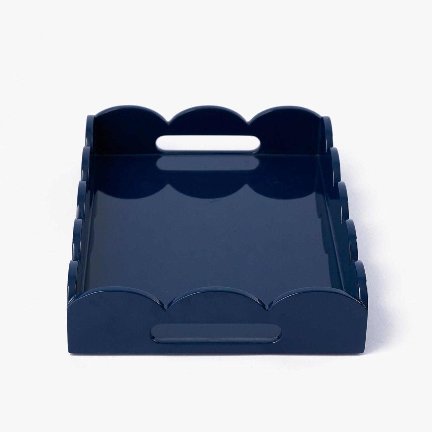 Navy Blue Small Scalloped Lacquer Tray
