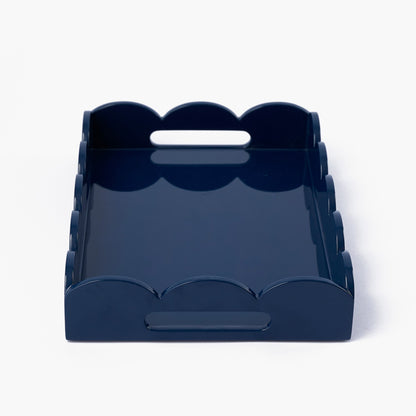 Navy Blue Small Scalloped Lacquer Tray