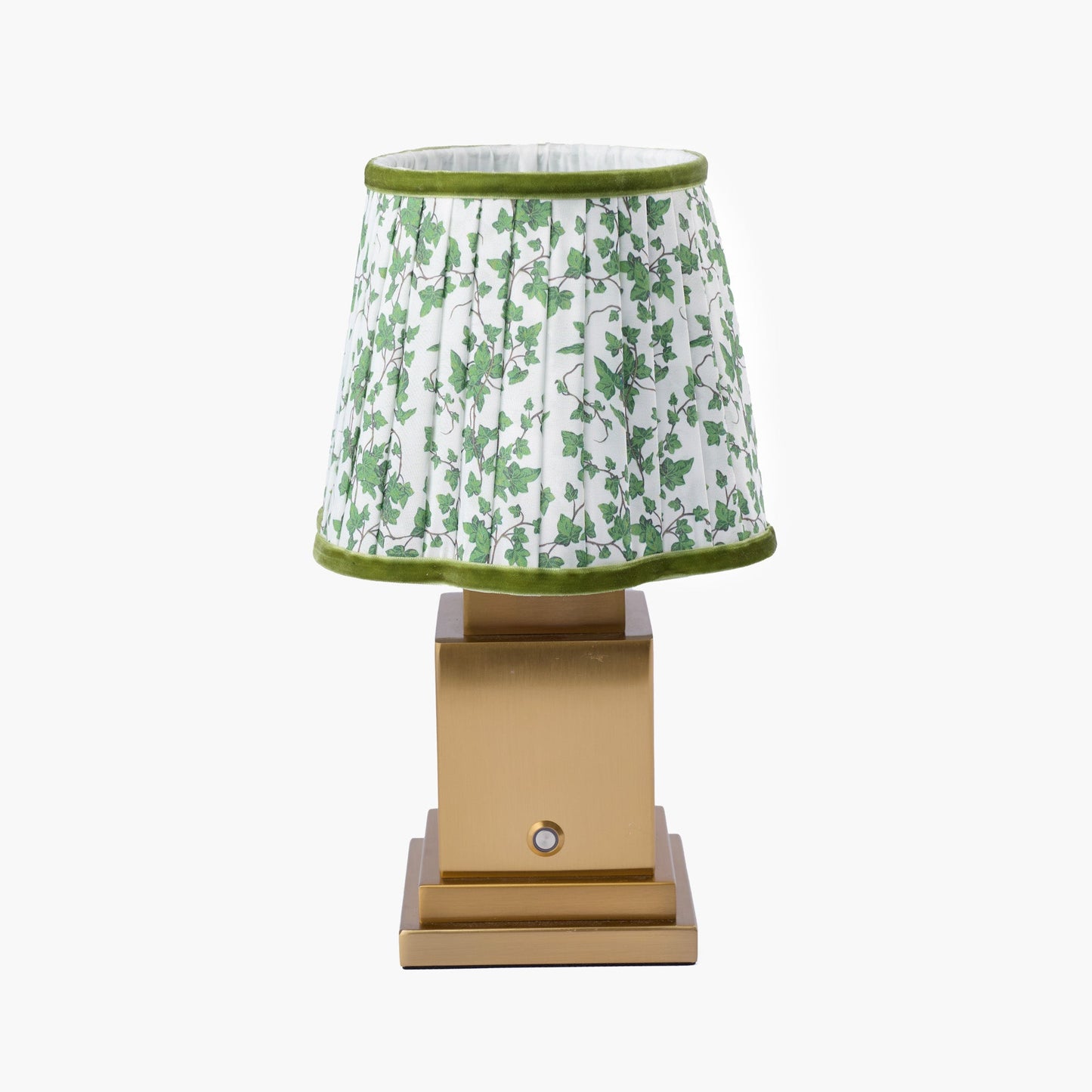 Small Square Rechargeable Lamp with Green Floral Shade (18cm)