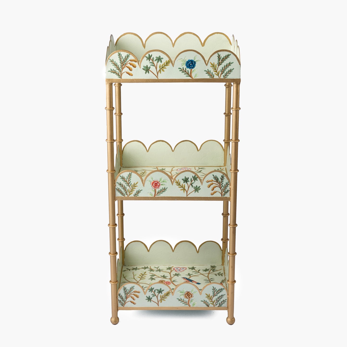 Green Chinoiserie Tiered Side Table