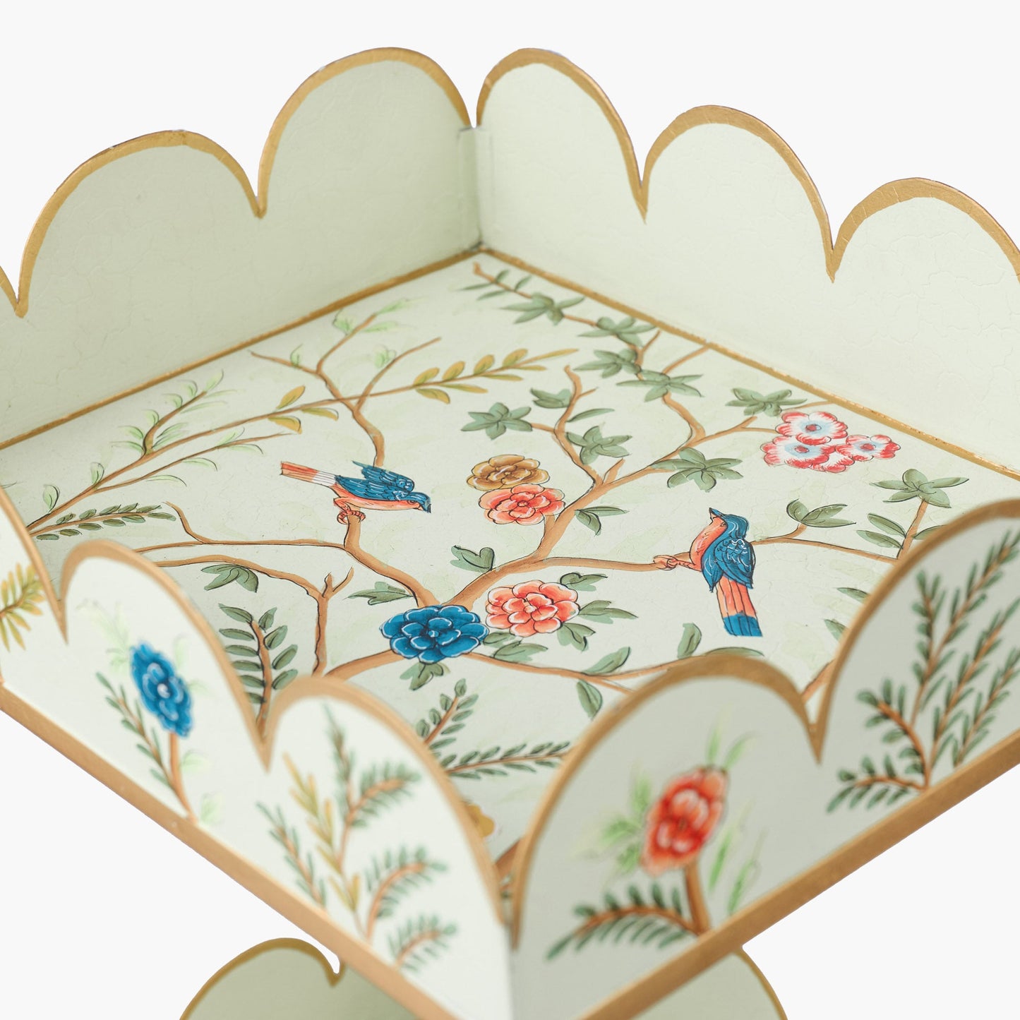 Green Chinoiserie Tiered Side Table