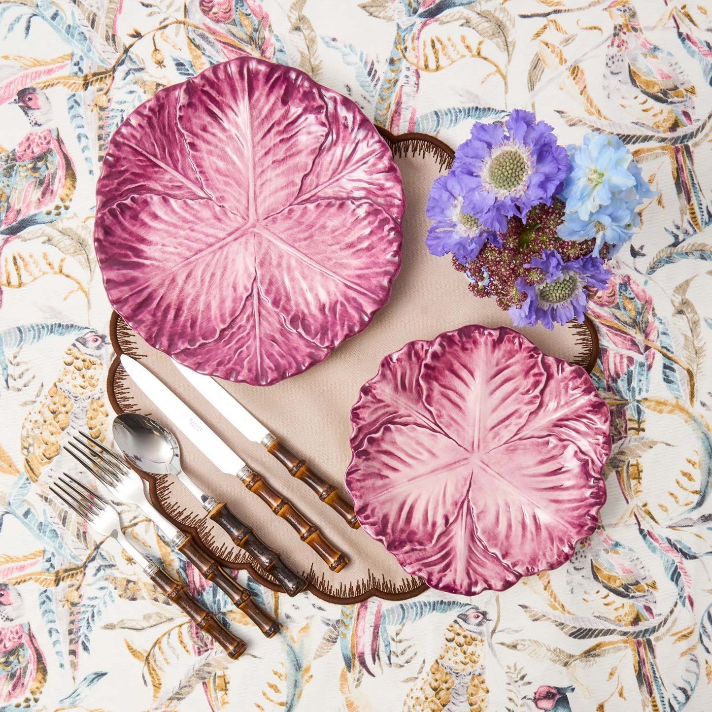 Aubergine Serena Cabbage Dinner & Starter Plates (Set of 8)