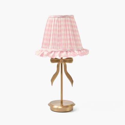 Marilyn Bow Rechargeable Lamp with Pink Gingham Ruffle Shade (18cm)