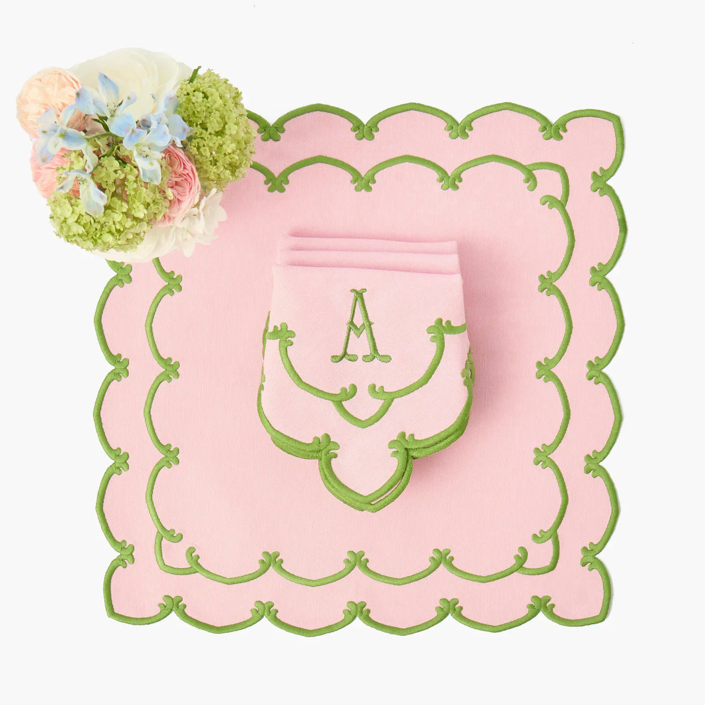 Pink & Green Amanda Placemats & Napkins (Set of 4)
