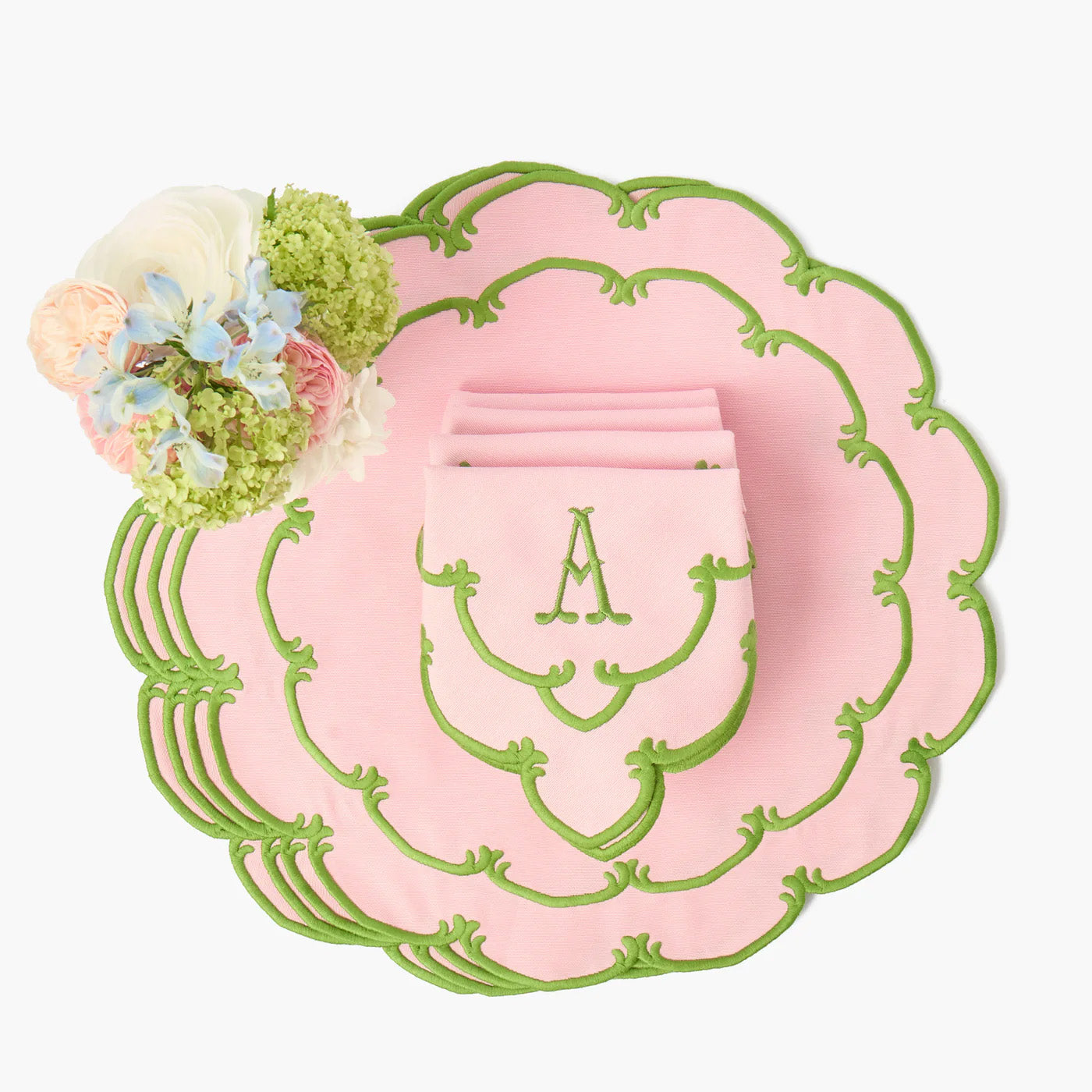 Pink & Green Amanda Placemats & Napkins (Set of 4)