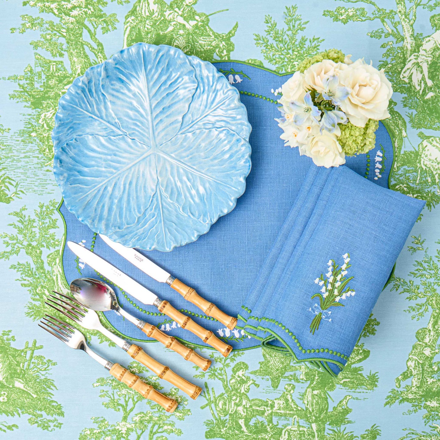 Ottilie Blue Toile Tablecloth