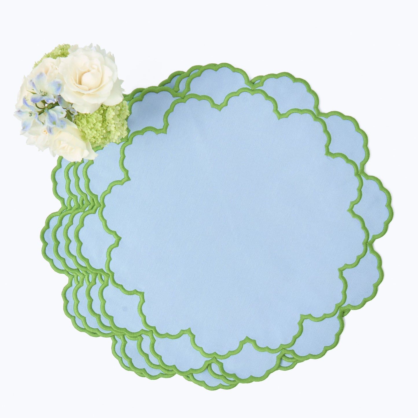 Blue & Green Lily Placemats & Napkins (Set of 4)
