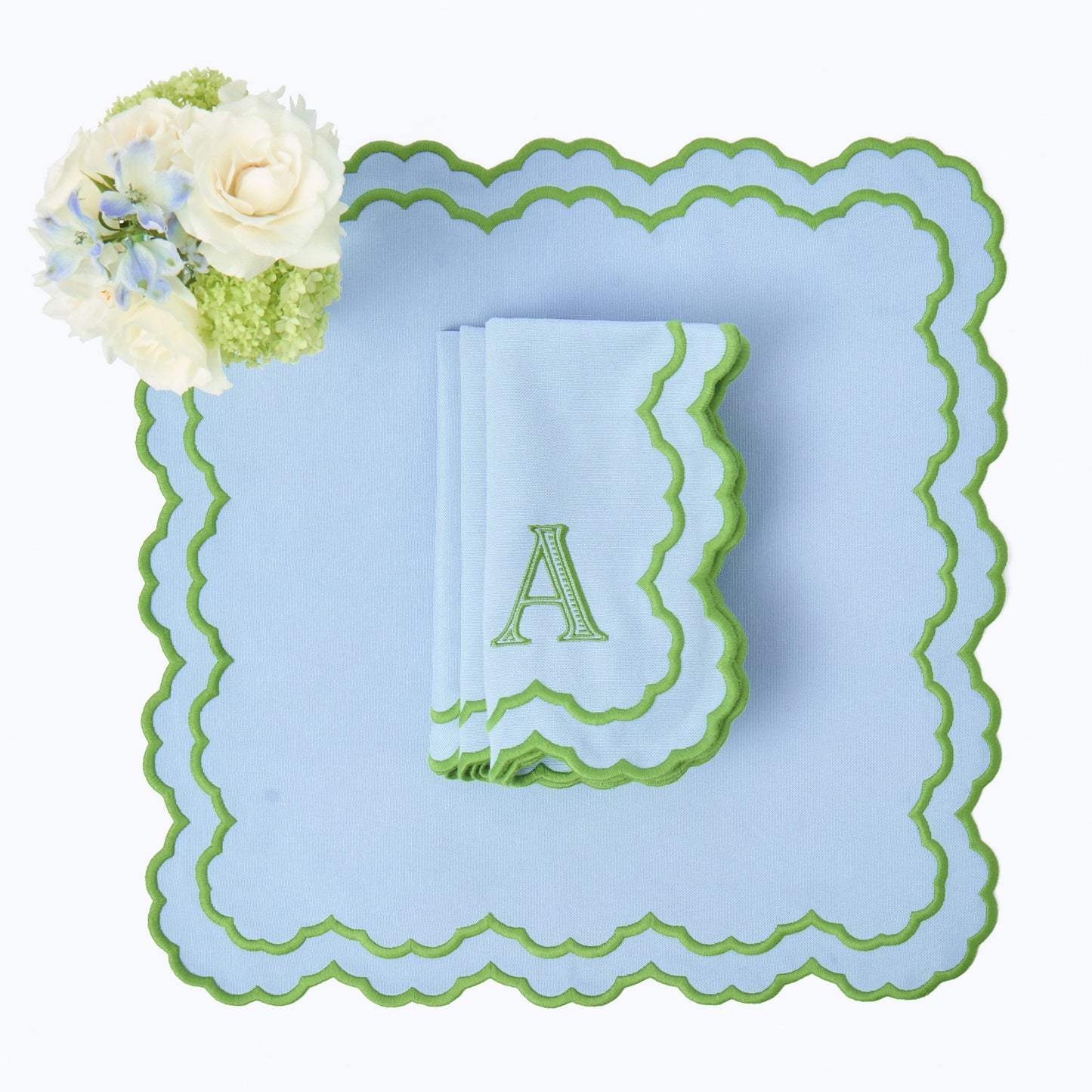 Blue & Green Lily Placemats & Napkins (Set of 4)