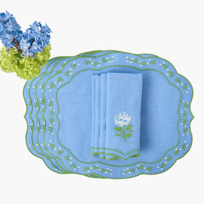 Blue Rose Eloise Linen Placemats & Napkins (Set of 4)