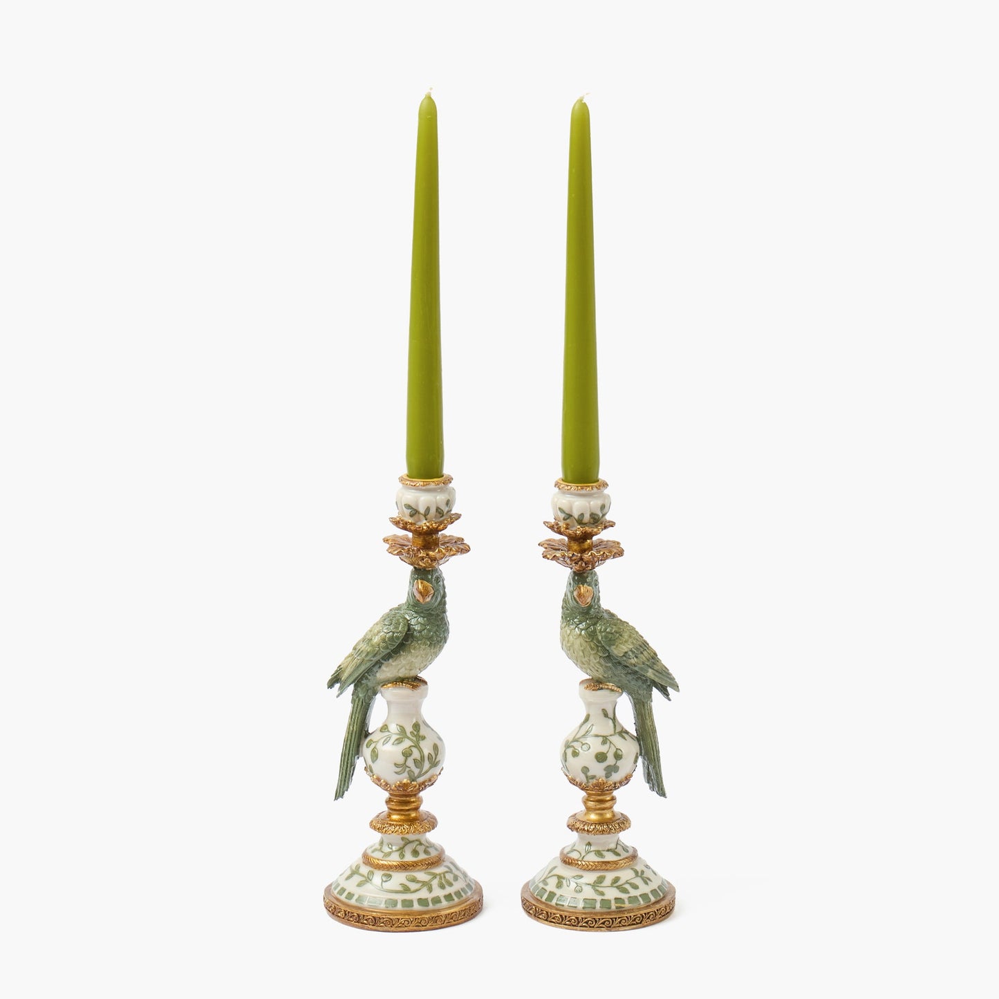 Olive Small Parrot Candle Holders (Pair)