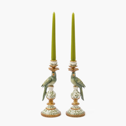 Olive Small Parrot Candle Holders (Pair)