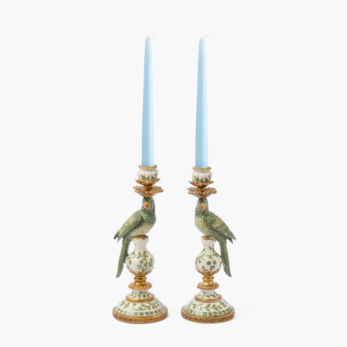 Olive Small Parrot Candle Holders (Pair)