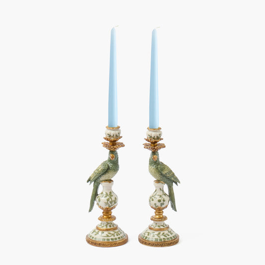 Olive Small Parrot Candle Holders (Pair)
