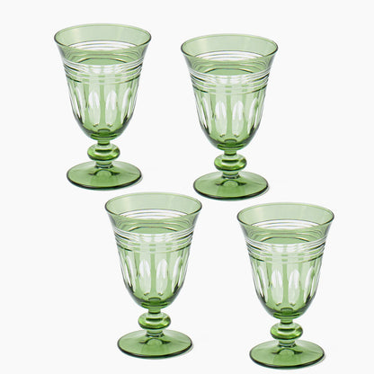 Green Sylvie Engraved Wine Glass (Set of 4)