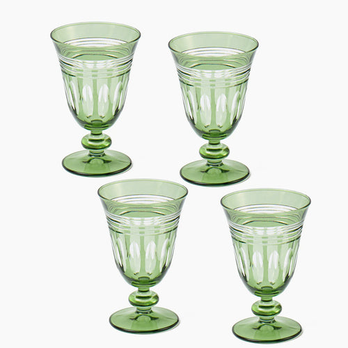 Green Sylvie Engraved Wine Glass (Set of 4)