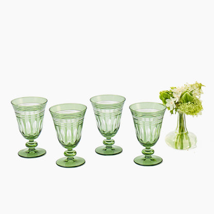 Green Sylvie Engraved Wine Glass (Set of 4)