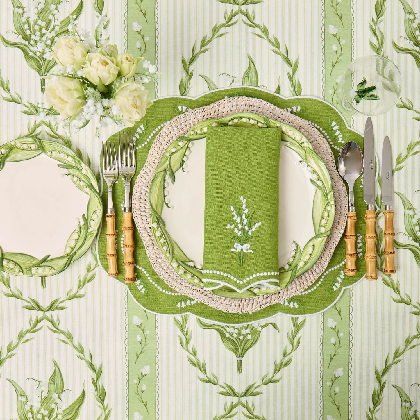 Green Lily of the Valley Eloise Linen Napkins (Set of 4)