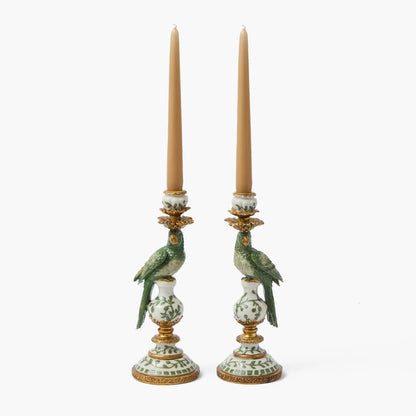 Olive Small Parrot Candle Holders (Pair)
