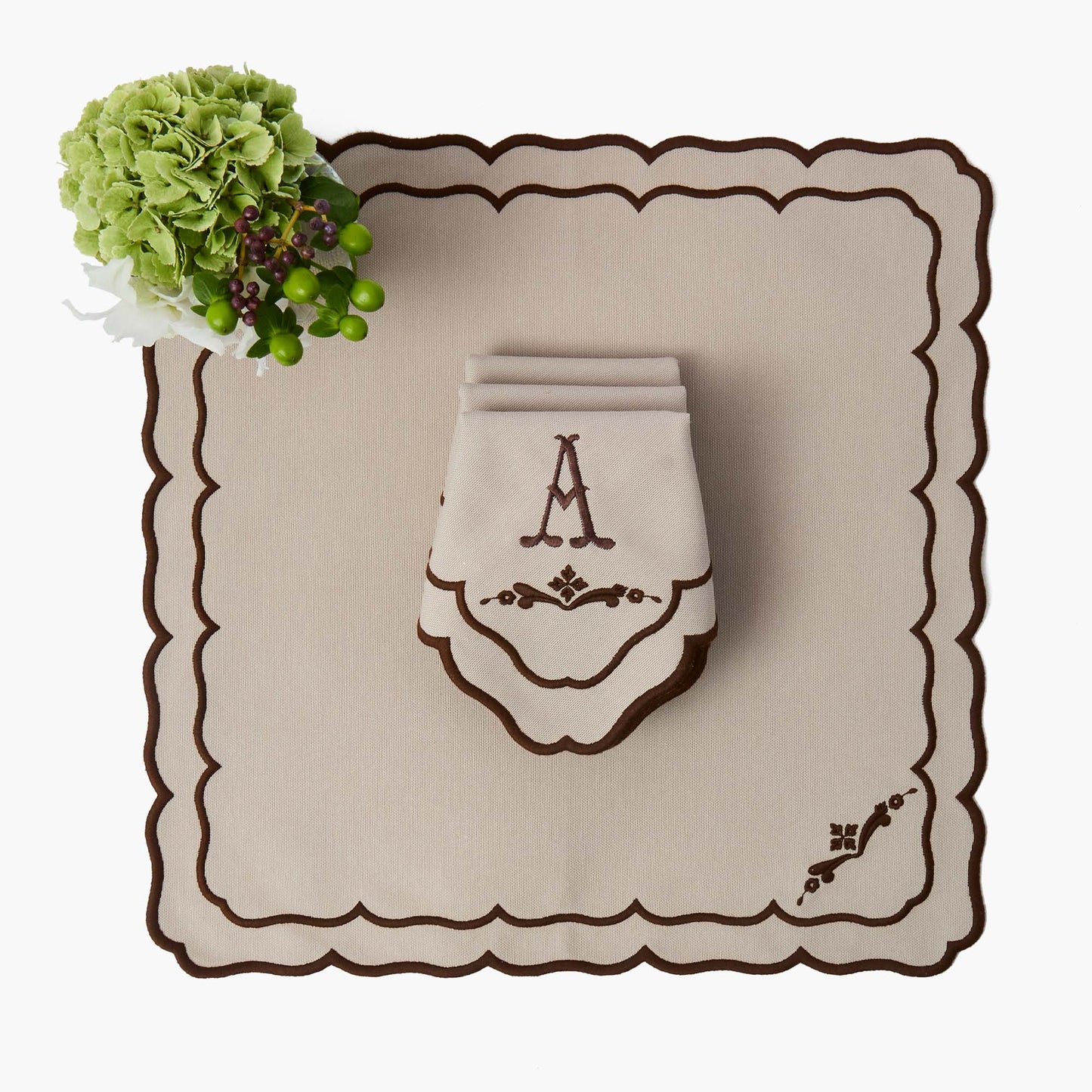 Taupe & Chocolate Doris Napkins (Set of 4)