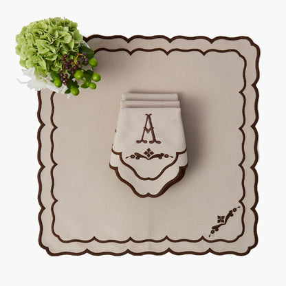 Taupe & Chocolate Doris Napkins (Set of 4)