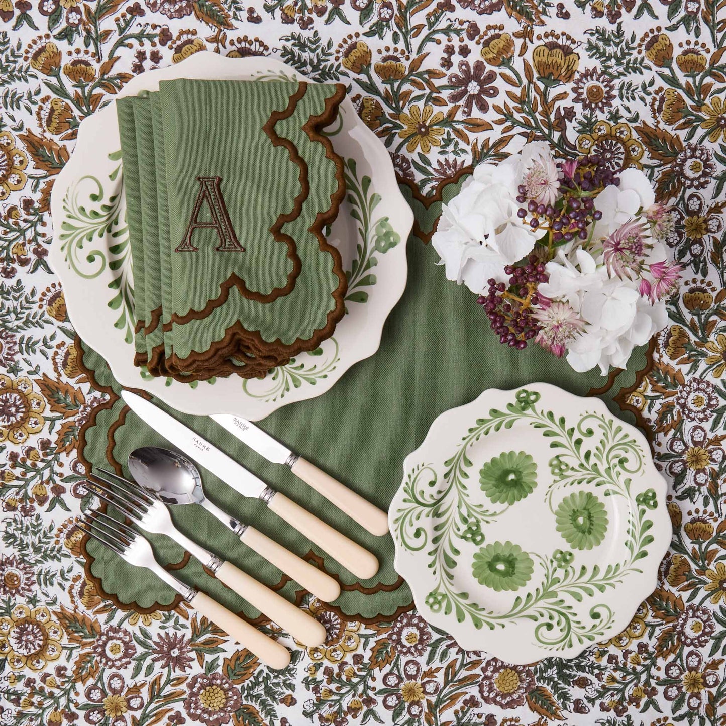 Green & Brown Charlotte Napkins (Set of 4)