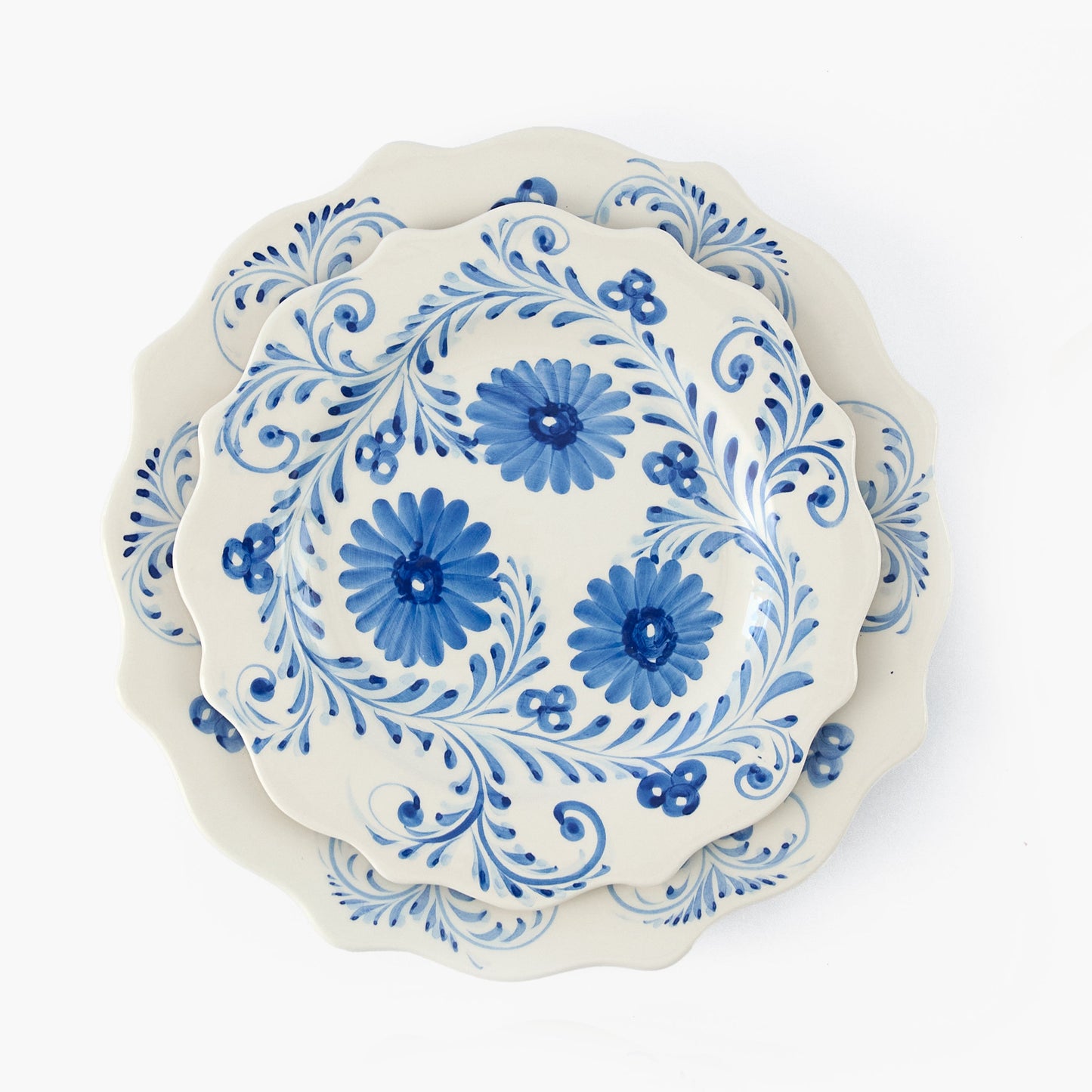 Blue Flowers Dinner & Starter Plates (Set of 8)
