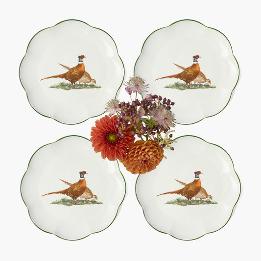 Scalloped Pheasant Starter Plates (Set of 4)