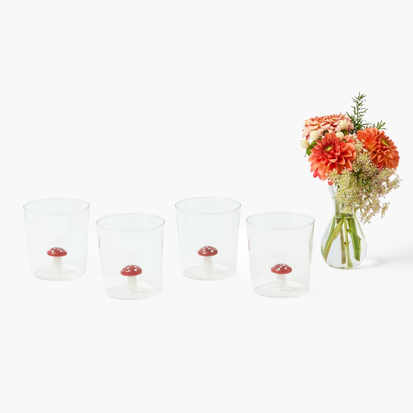 Red Mushroom Glasses (Set of 4)