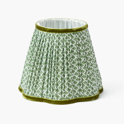 Short Corinthian Square Rechargeable Lamp with Olive Lotus Shade (18cm)