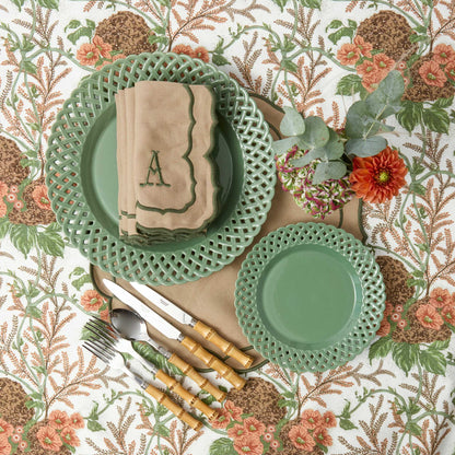 Sand & Green Elizabeth Placemats & Napkins (Set of 4)