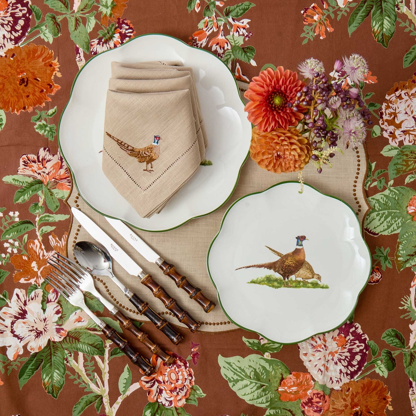 Scalloped Pheasant Starter Plates (Set of 4)