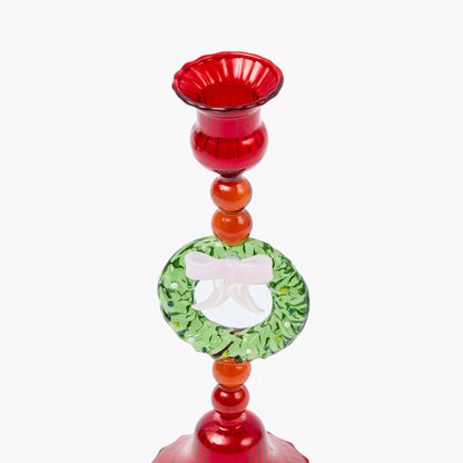 Wreath Glass Candle Holders (Pair)