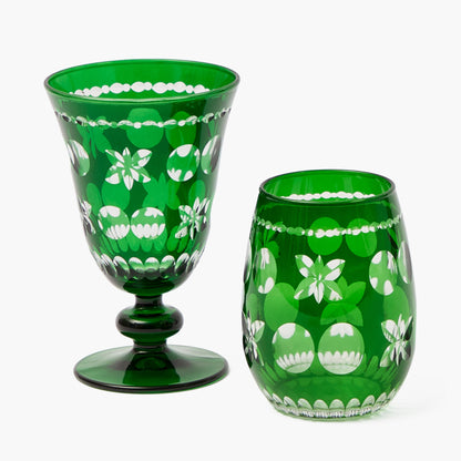 Emerald Anita Engraved Glassware (Set of 8)