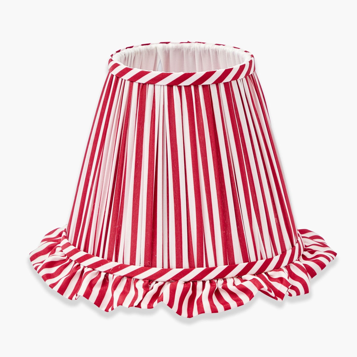 Chinoiserie Rechargeable Lamp with Red Striped Ruffle Shade (18cm)