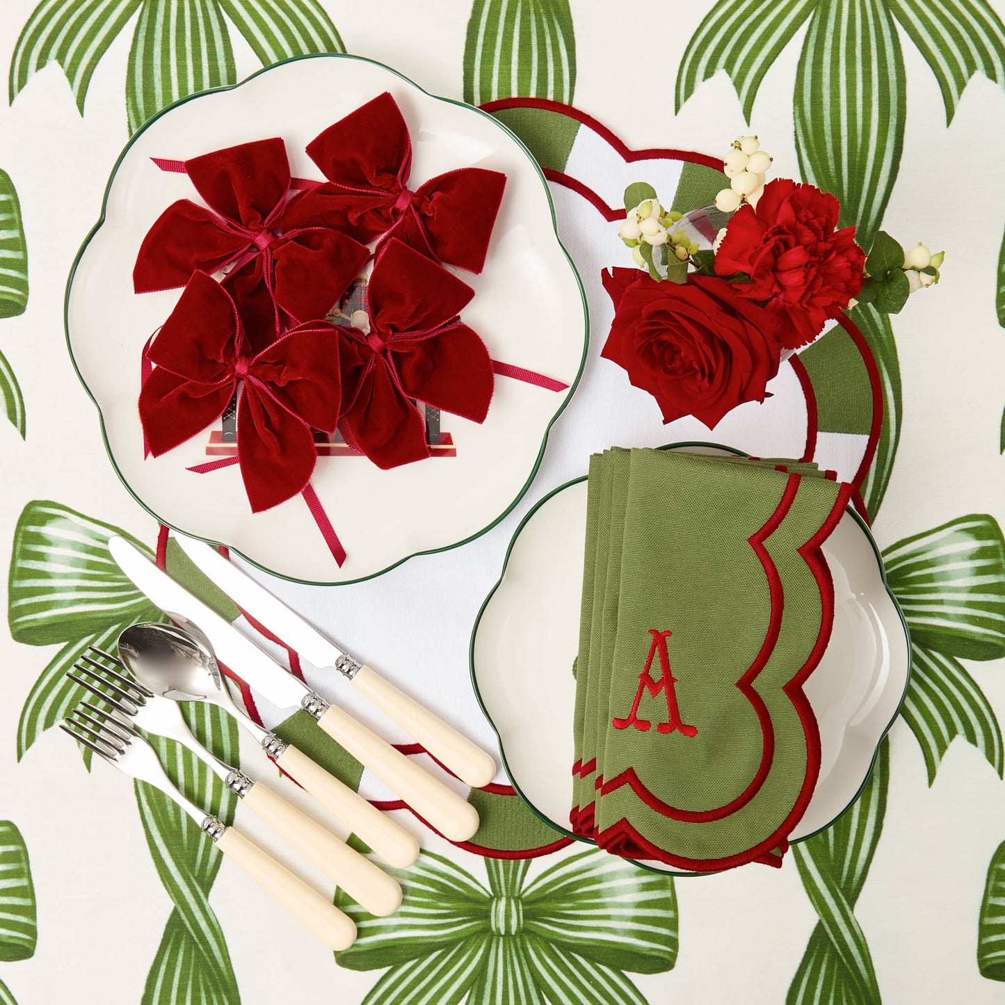 Green & Red Candycane Placemats (Set of 4)