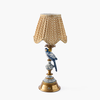Blue Parrot Rechargeable Lamp with Caramel Lotus Deep Scalloped Shade (18cm)
