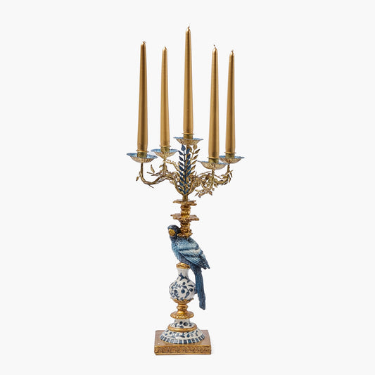 Blue Parrot Candelabra