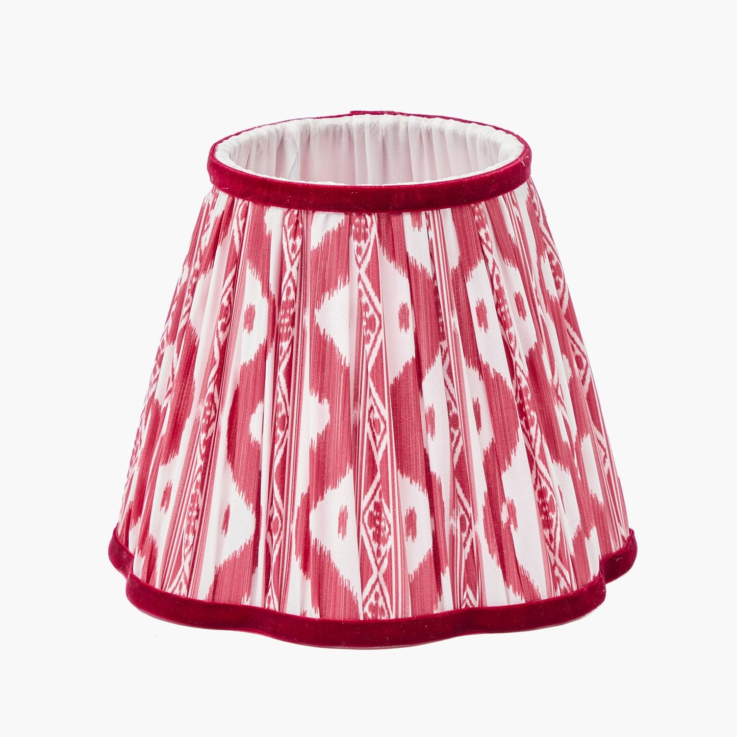 Square Rechargeable Lamp with Red Ikat Shade (18cm)