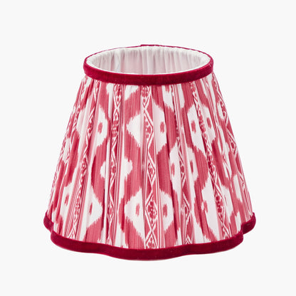 Square Rechargeable Lamp with Red Ikat Shade (18cm)