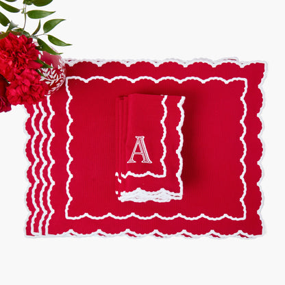 Red Elizabeth Placemats & Napkins (Set of 4)
