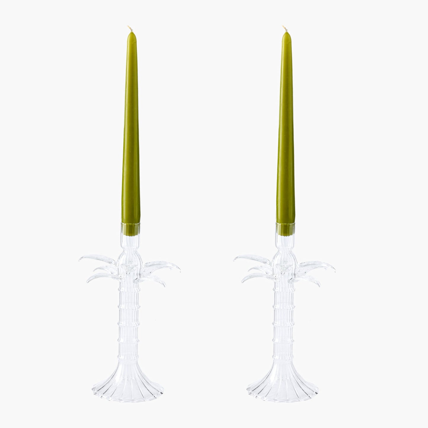 Palm Tree Glass Candle Set (Apple Green)