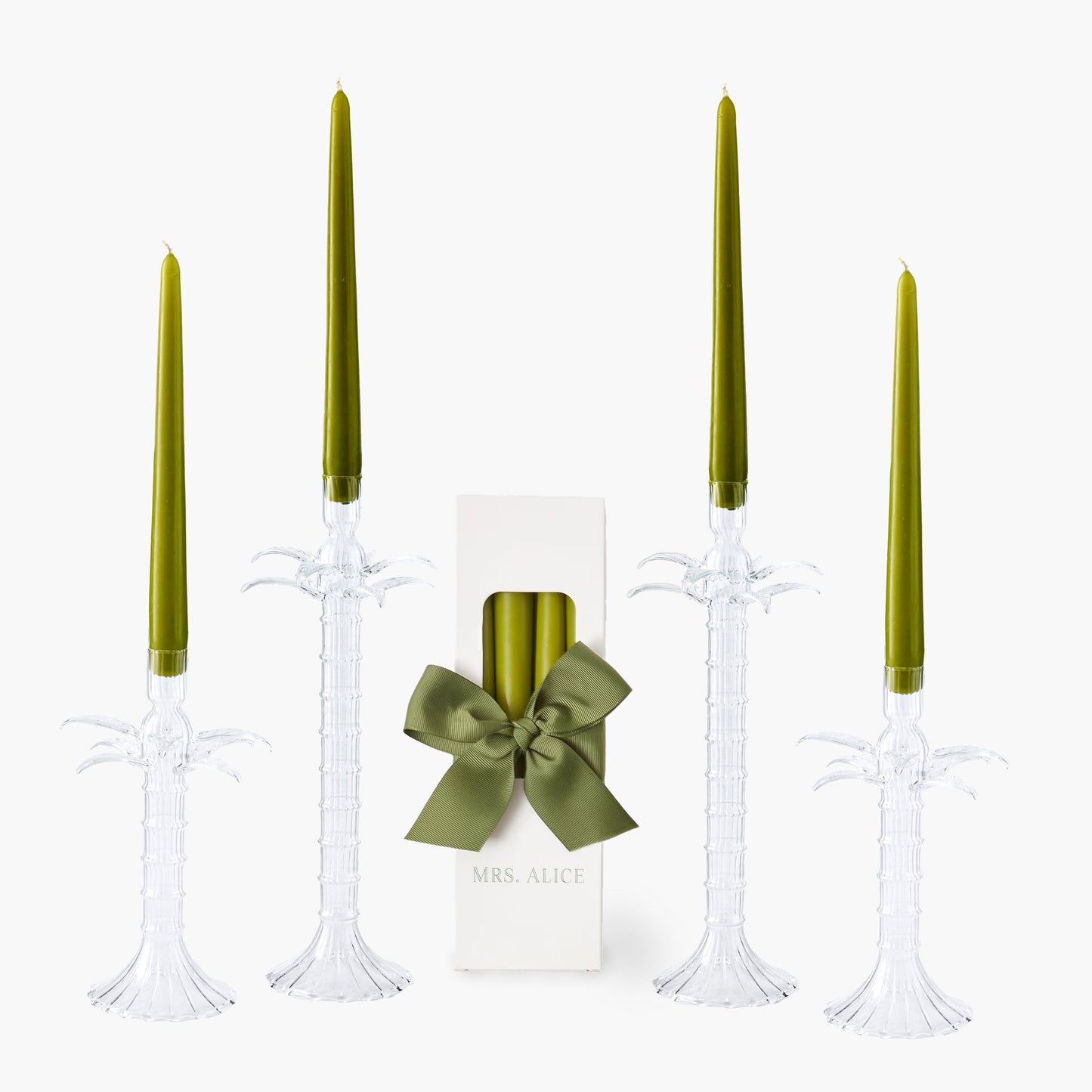 Palm Tree Glass Candle Set (Apple Green)