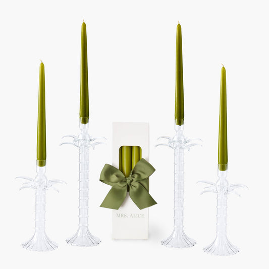 Palm Tree Glass Candle Set (Apple Green)