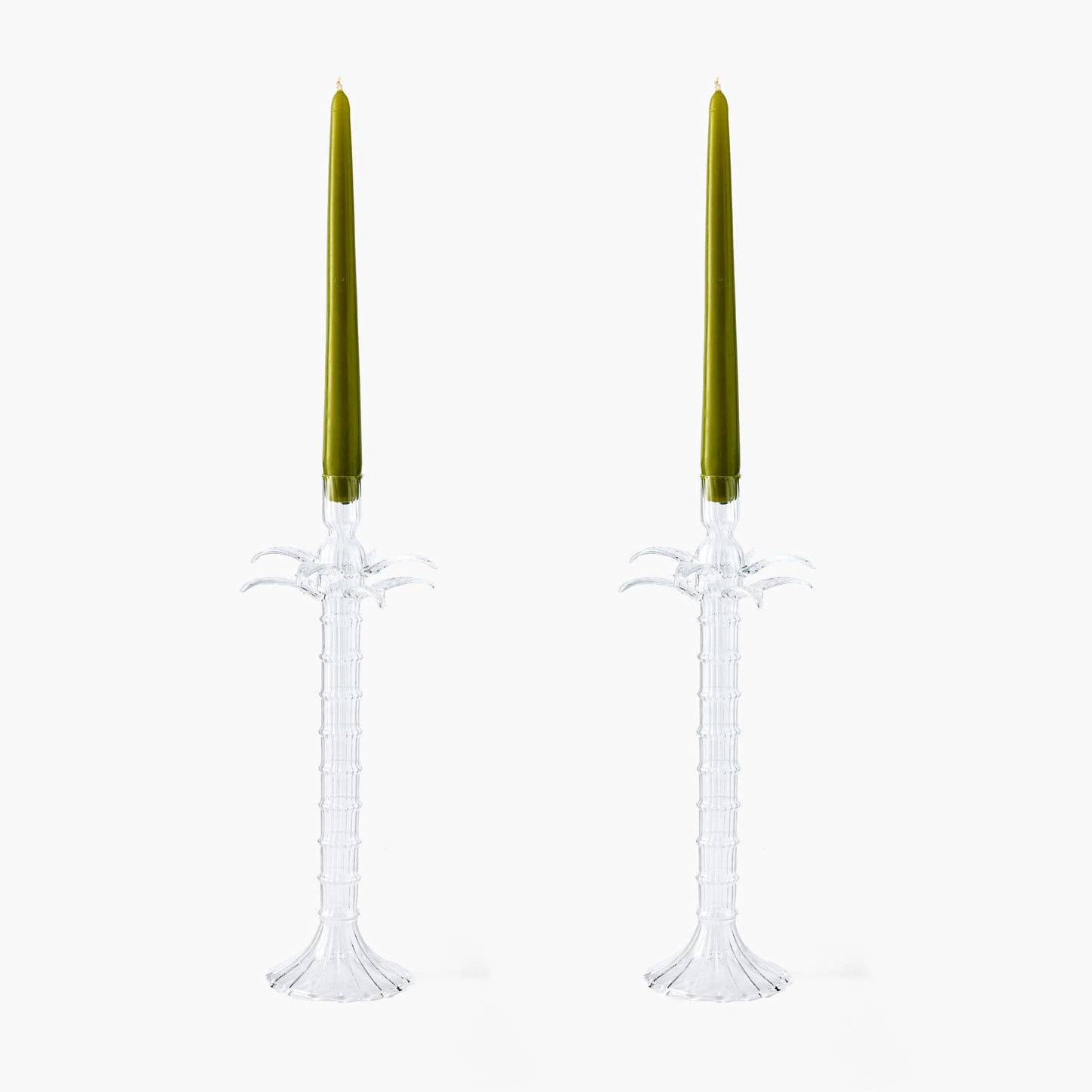 Palm Tree Glass Candle Set (Apple Green)