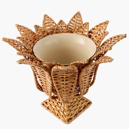 Small Palm Rattan Urn Vase